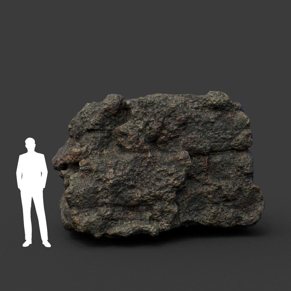 Low poly Black Mossy Lava Modular Rock 210720 Low-poly 3D model_29