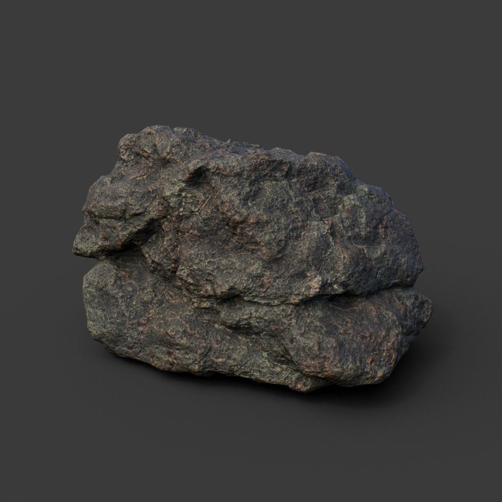 Low poly Black Mossy Lava Modular Rock 210720 Low-poly 3D model_10