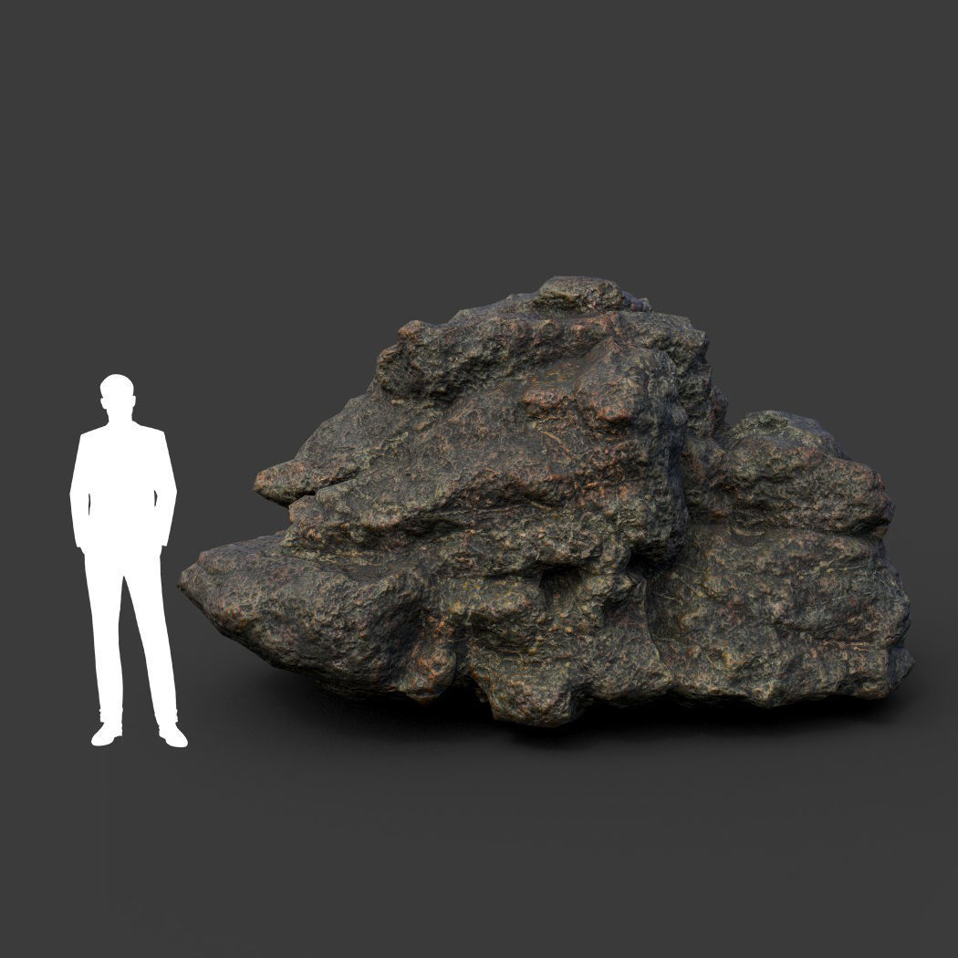 Low poly Black Mossy Lava Modular Rock 210720 Low-poly 3D model_1