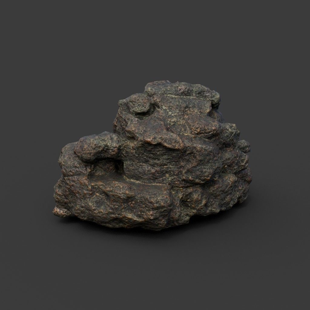 Low poly Black Mossy Lava Modular Rock 210720 Low-poly 3D model_3
