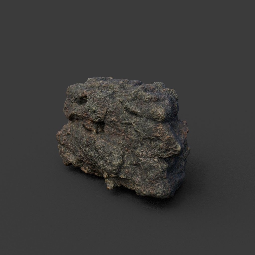 Low poly Black Mossy Lava Modular Rock 210720 Low-poly 3D model_30