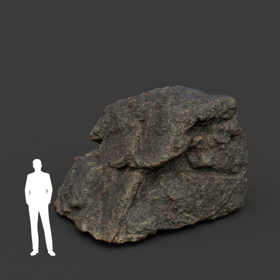 Low poly Black Mossy Lava Modular Rock 210720 Low-poly 3D model_37
