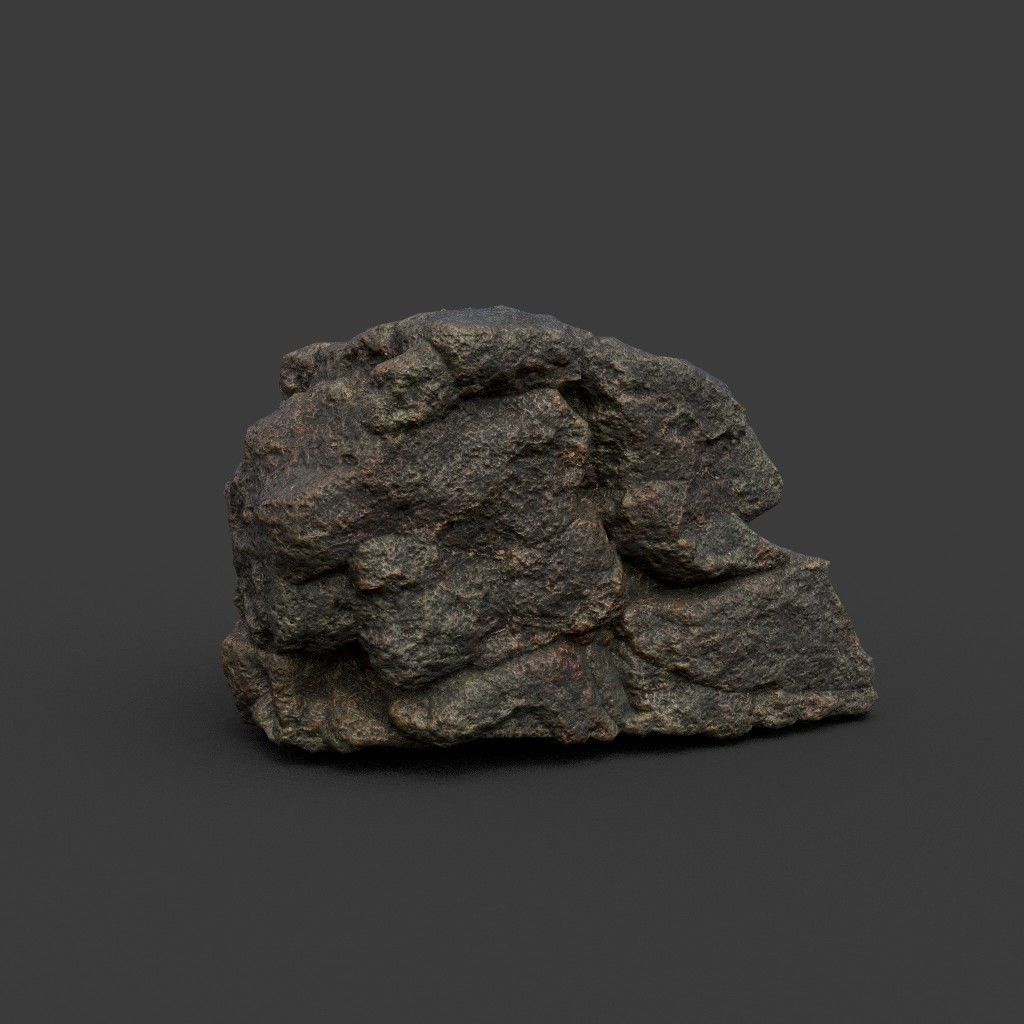 Low poly Black Mossy Lava Modular Rock 210720 Low-poly 3D model_39