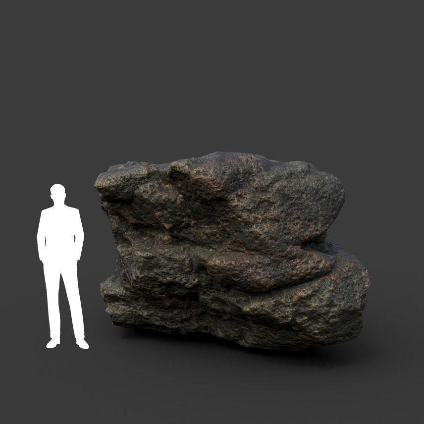 Low poly Black Mossy Lava Modular Rock 210720 Low-poly 3D model_33