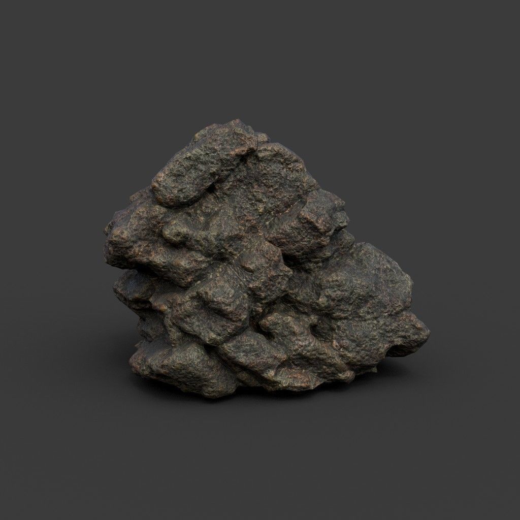 Low poly Black Mossy Lava Modular Rock 210720 Low-poly 3D model_19