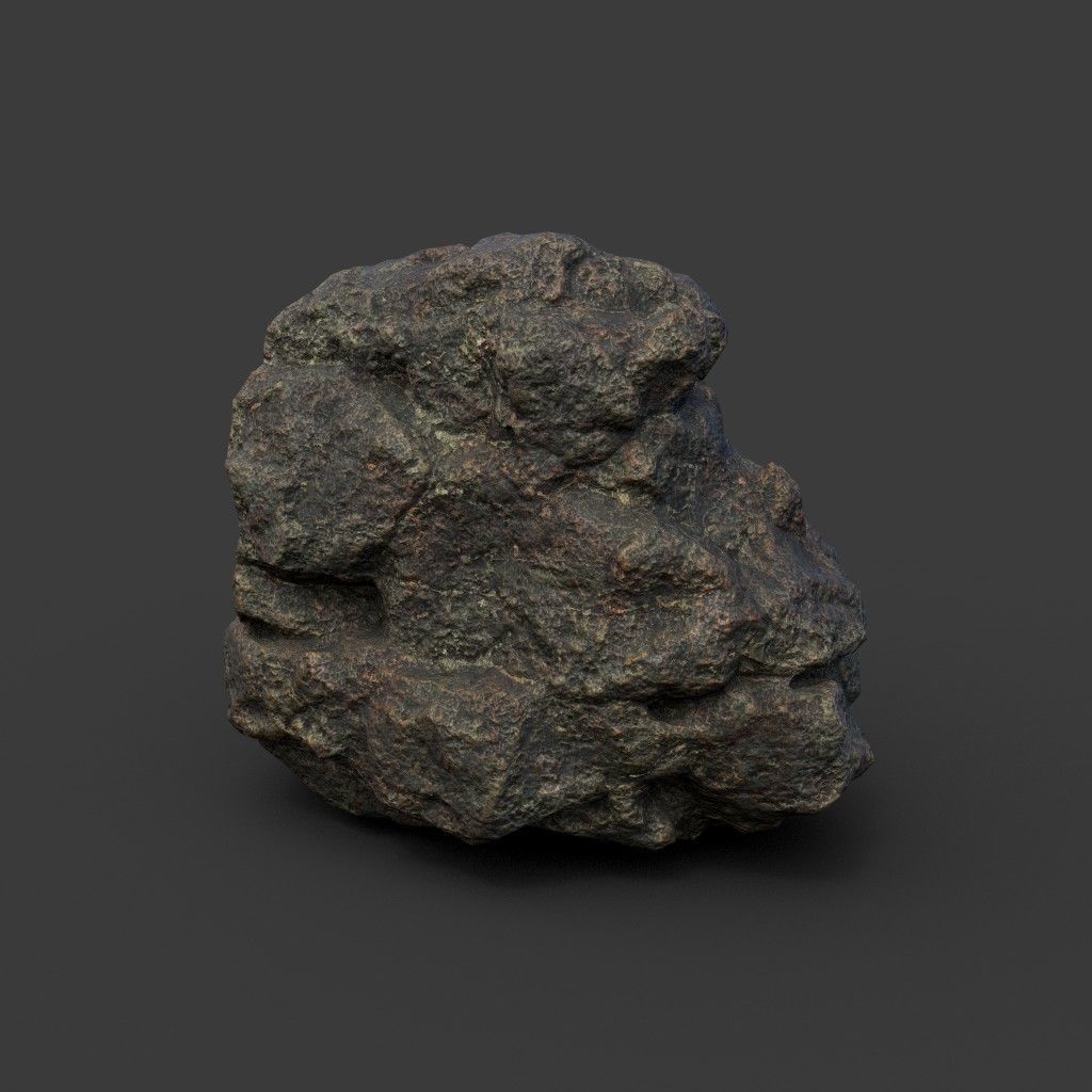 Low poly Black Mossy Lava Modular Rock 210720 Low-poly 3D model_15