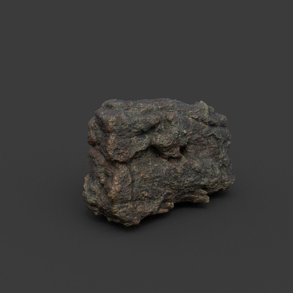 Low poly Black Mossy Lava Modular Rock 210720 Low-poly 3D model_31