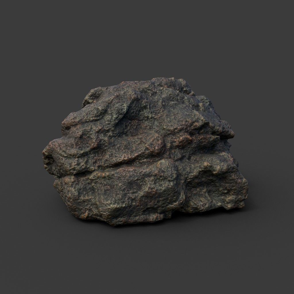 Low poly Black Mossy Lava Modular Rock 210720 Low-poly 3D model_7