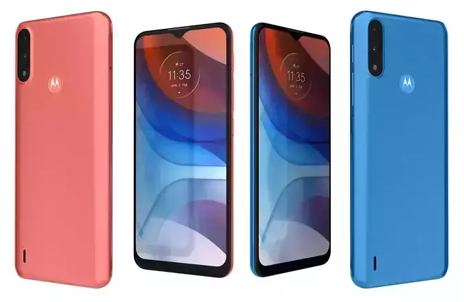 Motorola Moto E7i Power Coral Red And Tahiti Blue 3D model