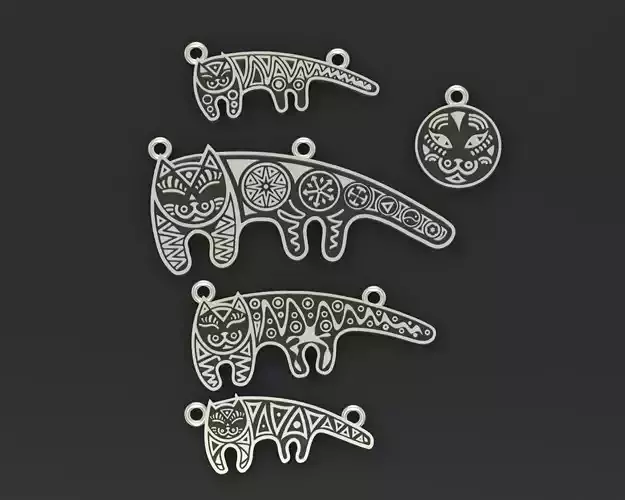 Pendant necklace cats 