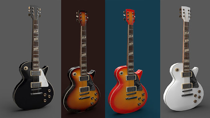 Electric Guitar Les-paul Low-poly 3D model