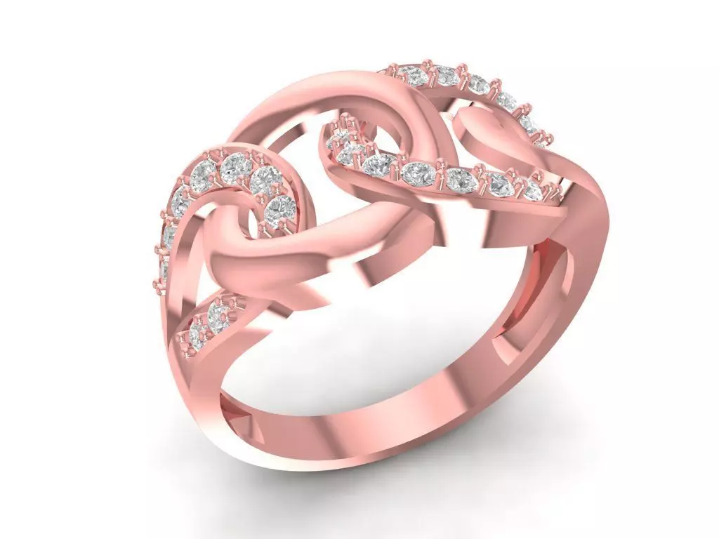 Elegant Interlocking Diamond Ring 3D Model 1474 3D print model