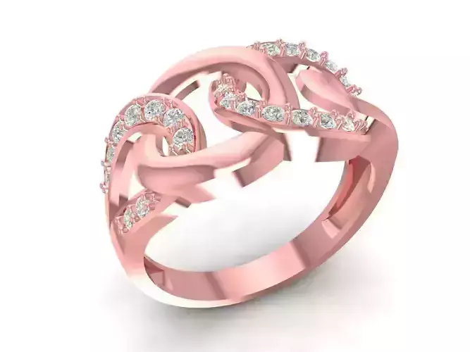 Elegant Interlocking Diamond Ring 3D Model 1474