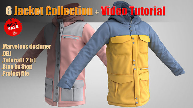 6 Jacket Collection  Video Tutorial 3D model