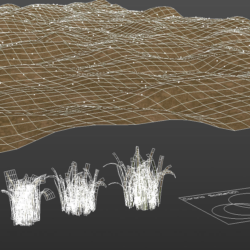 Grass Collection 6 grassy field with Low-poly 3D model_2