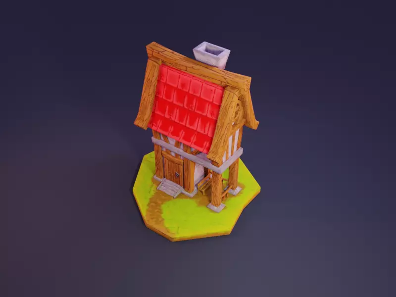 Stylized House Low-poly 3D model