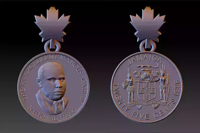 Jamaica America Garveyite National hero gold pendant  3D print model