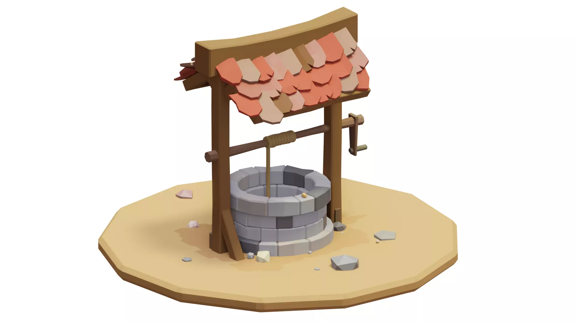 Low Poly Well water Free 3D model_0