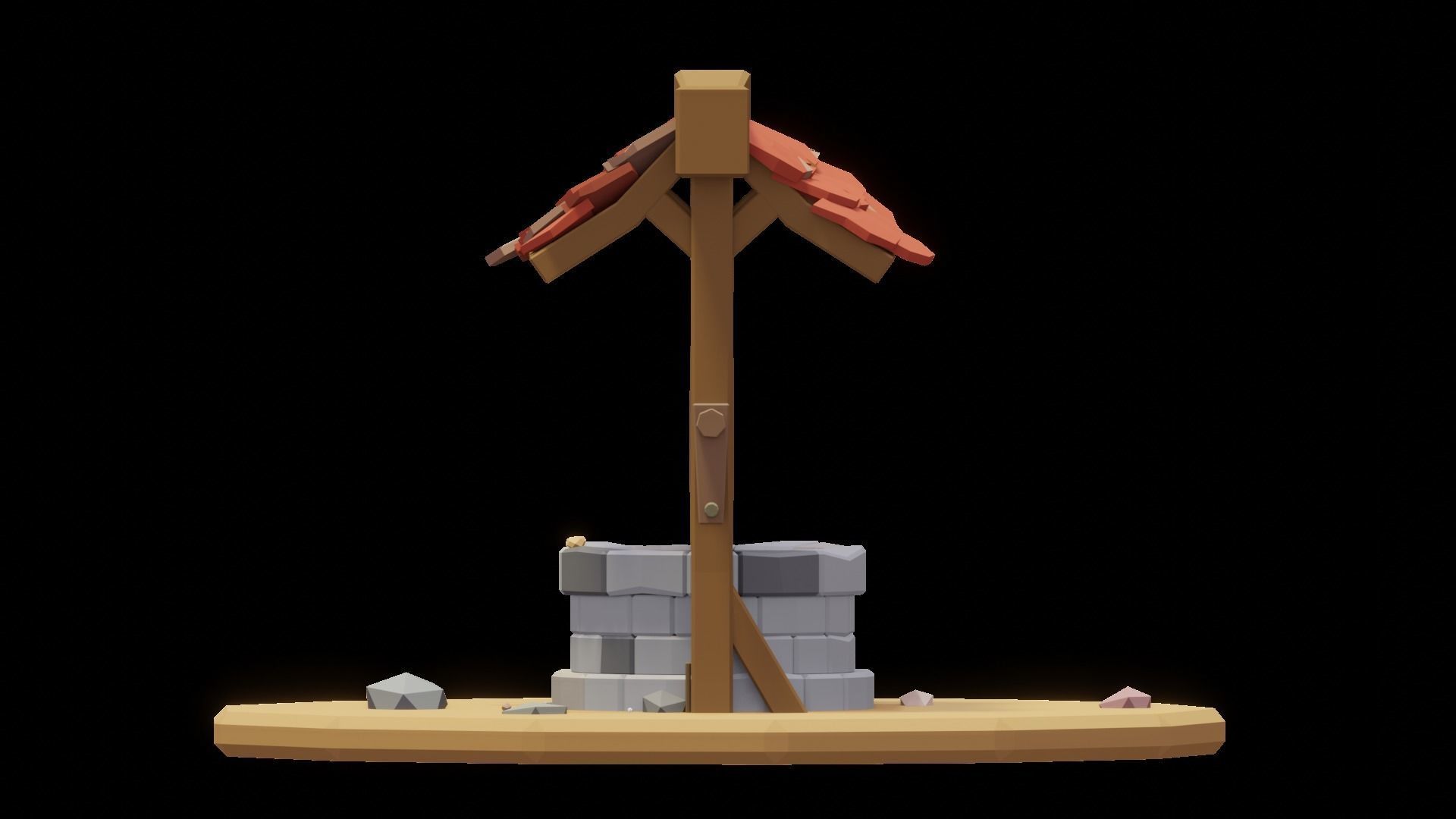 Low Poly Well water Free 3D model_2