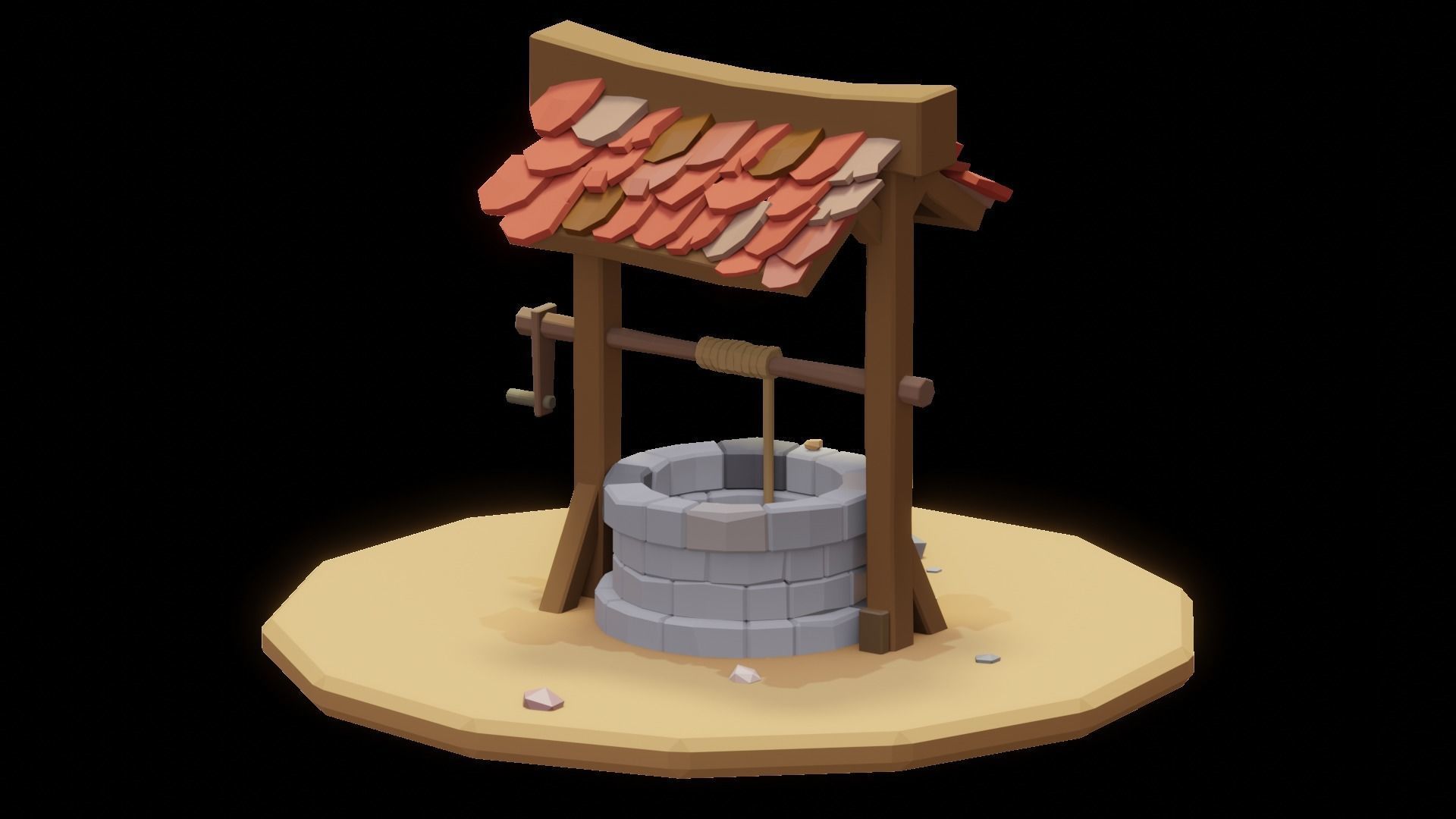 Low Poly Well water Free 3D model_1