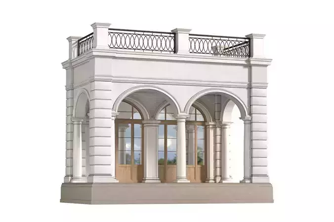 Facade with arched openings and a balcony Arched Entrance