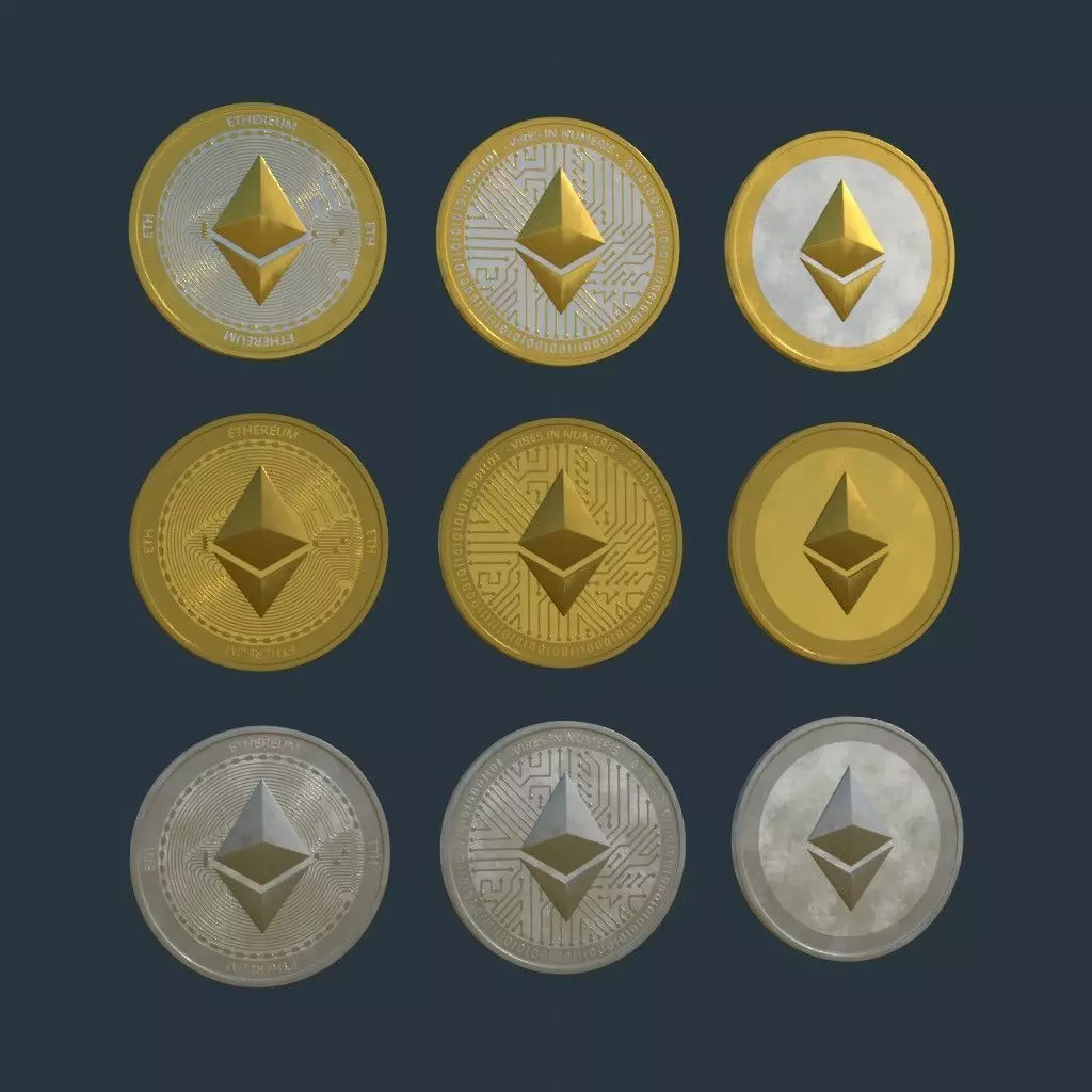 Ethereum ETH - Cryptocurrency Coin 3D model