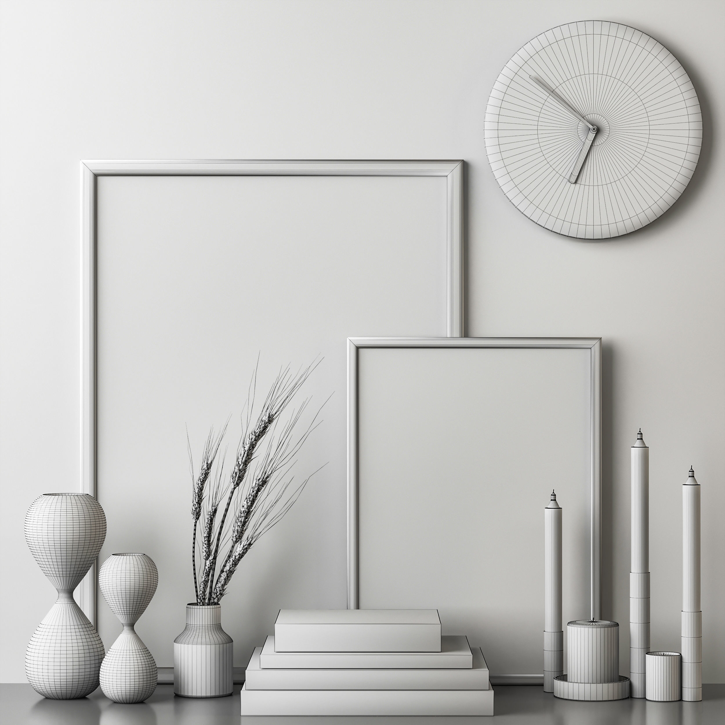 Decorative set abstract art 3D model_4