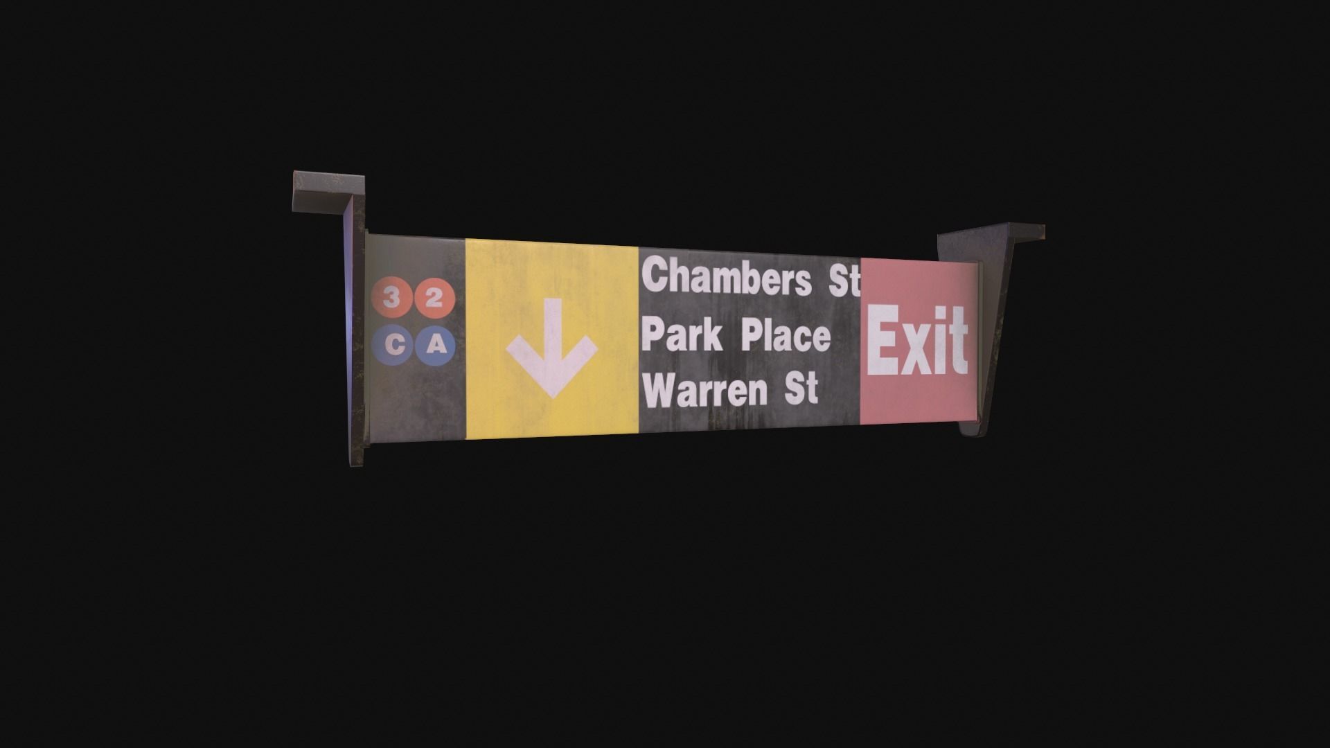 Metro Sign Low-poly 3D model_3