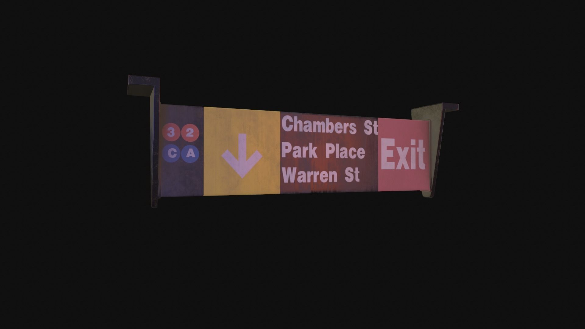 Metro Sign Low-poly 3D model_2