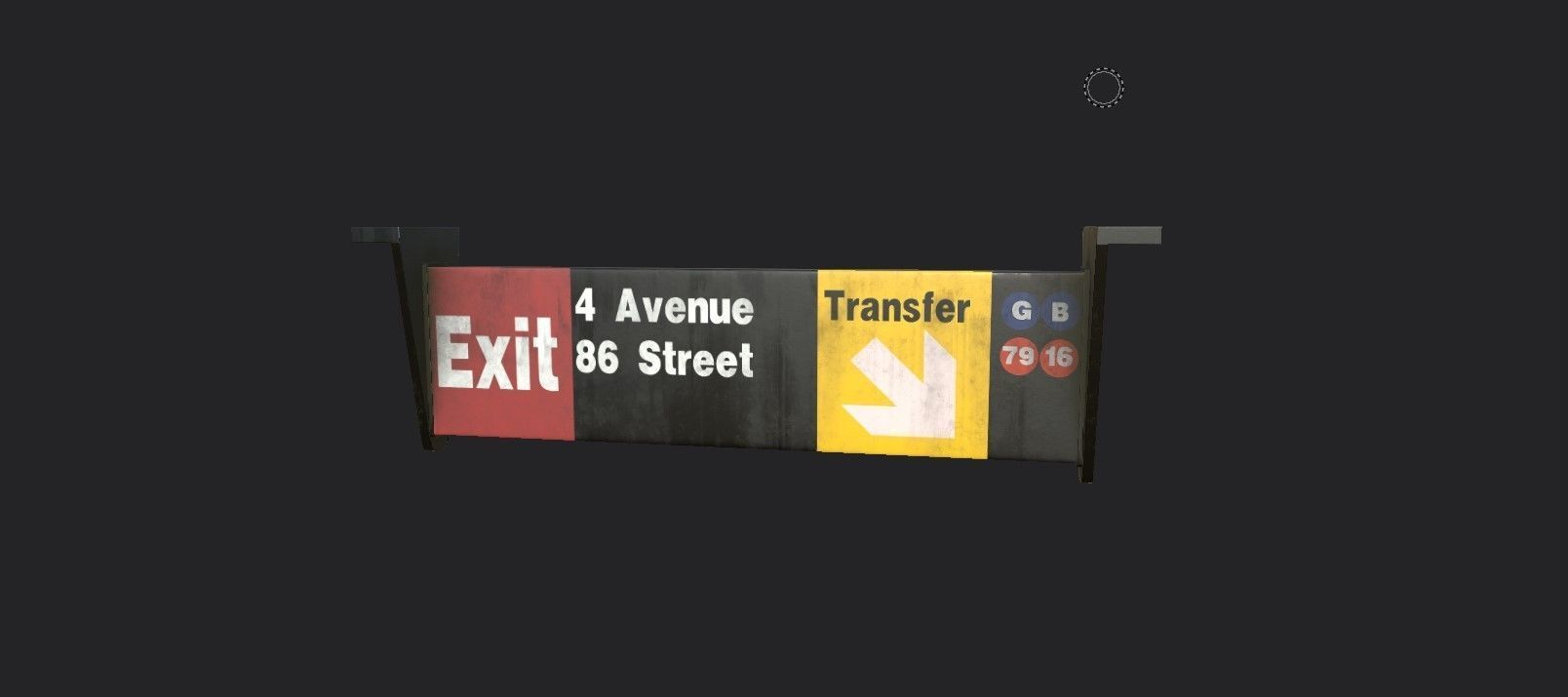 Metro Sign Low-poly 3D model_1