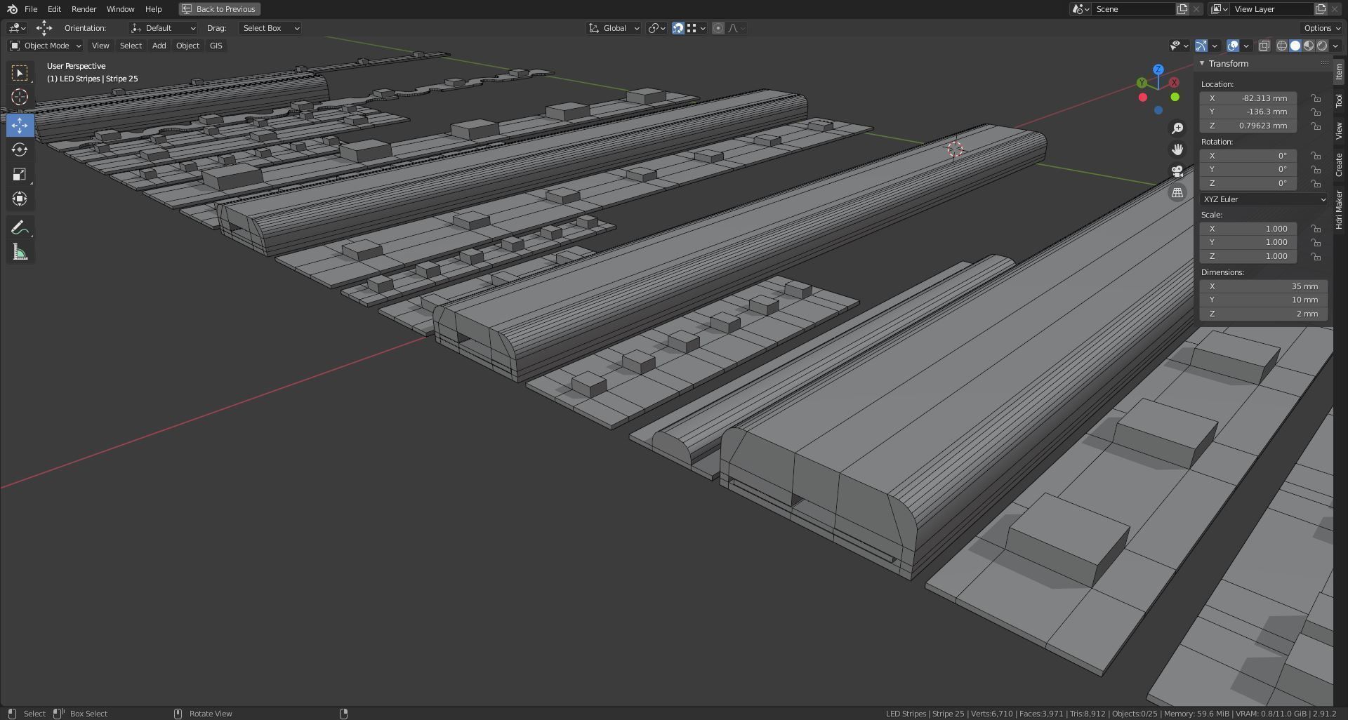 Collection of 25 LED Stripes 3D model_7