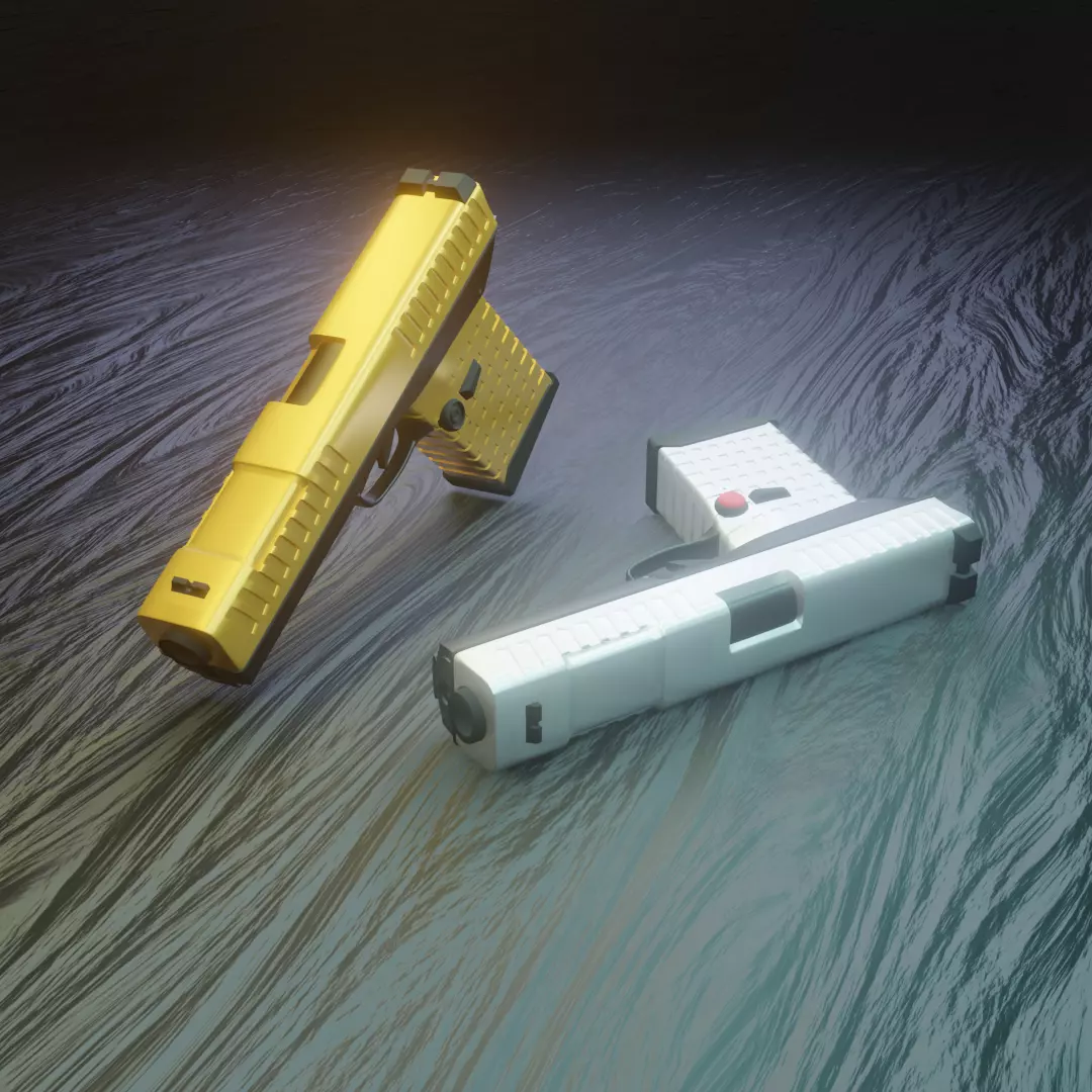 2 glocks gun and flashlight 3D model_0