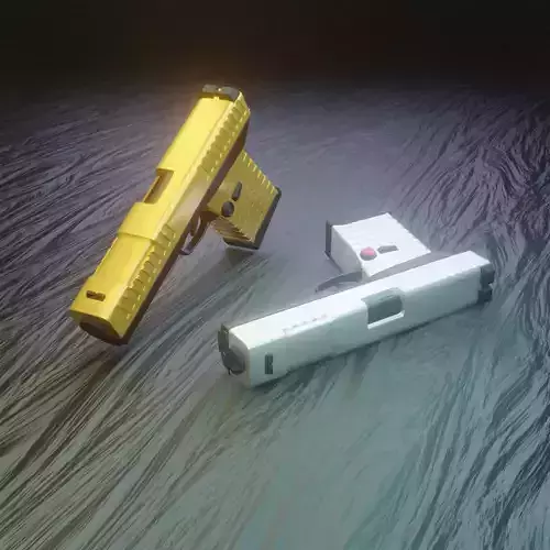 2 glocks gun and flashlight 3D model