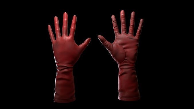 Red Gloves Low-poly 3D model