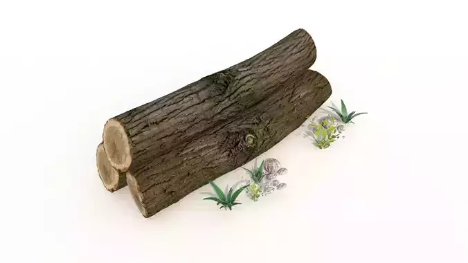 Tree logs with bushes