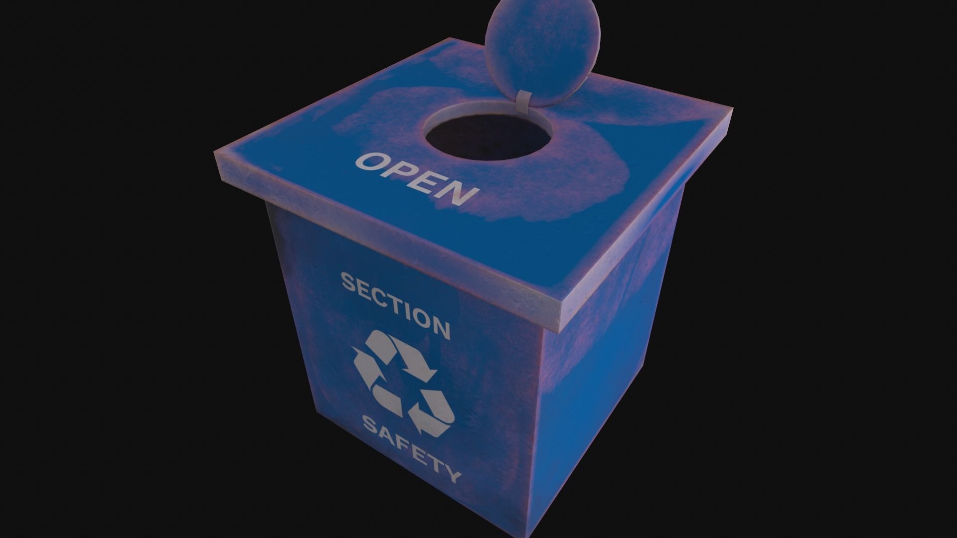 Blue Litter Box Low-poly 3D model_1