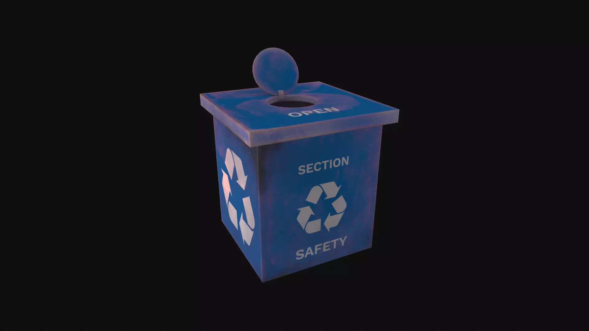 Blue Litter Box Low-poly 3D model_0
