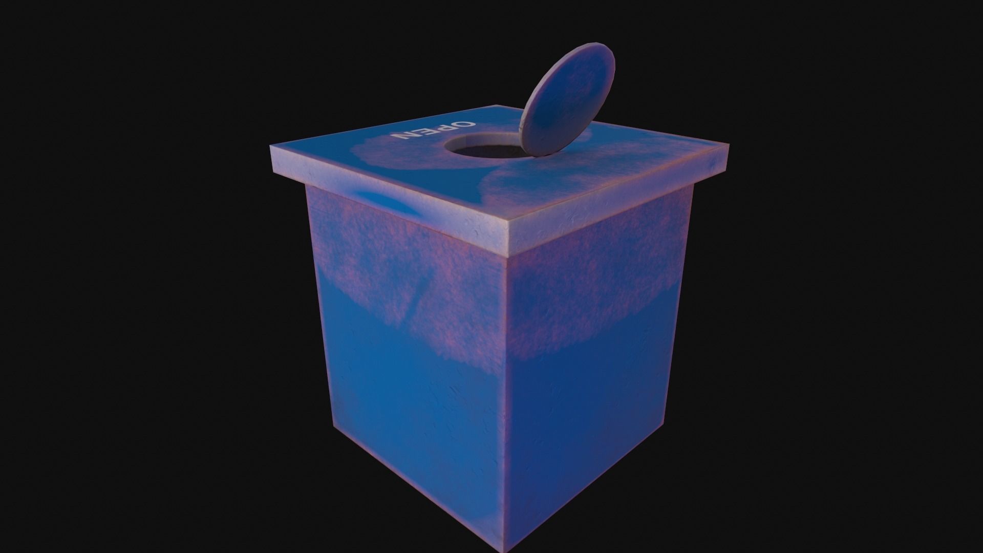 Blue Litter Box Low-poly 3D model_2