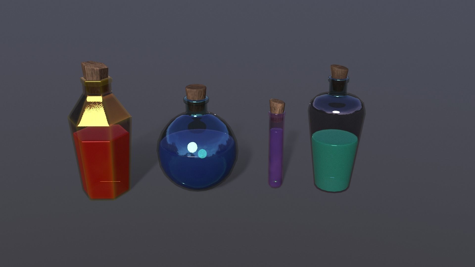 Potion pack Low-poly 3D model_1
