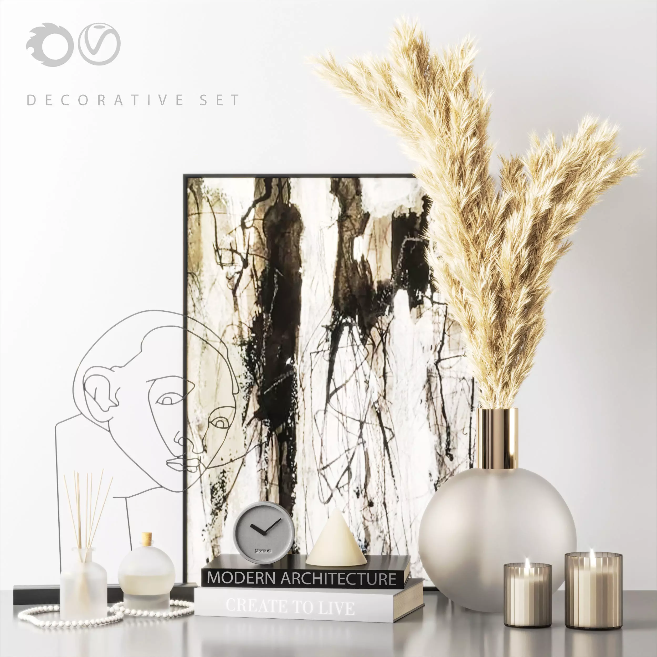 Decorative set 3D model_0