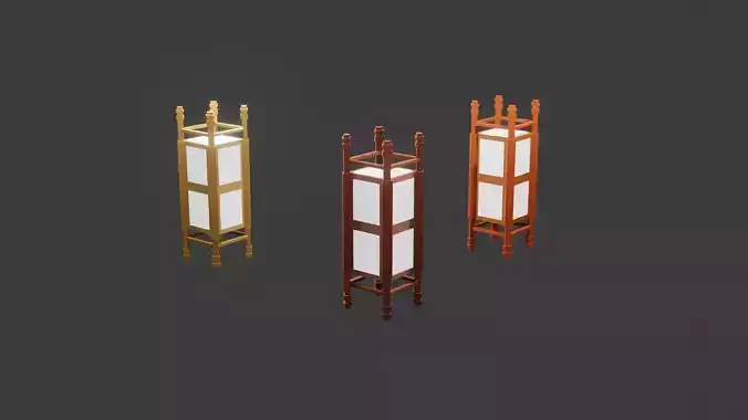 Low Poly  japanese lamp model