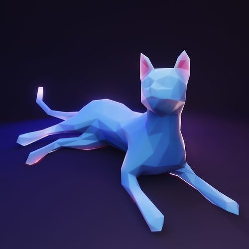 Cat Lies Low Poly Low-poly 3D model