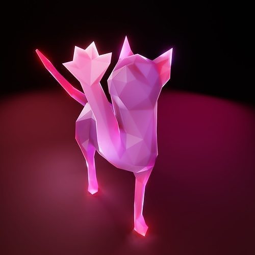 Cat Greets Low Poly Low-poly 3D model