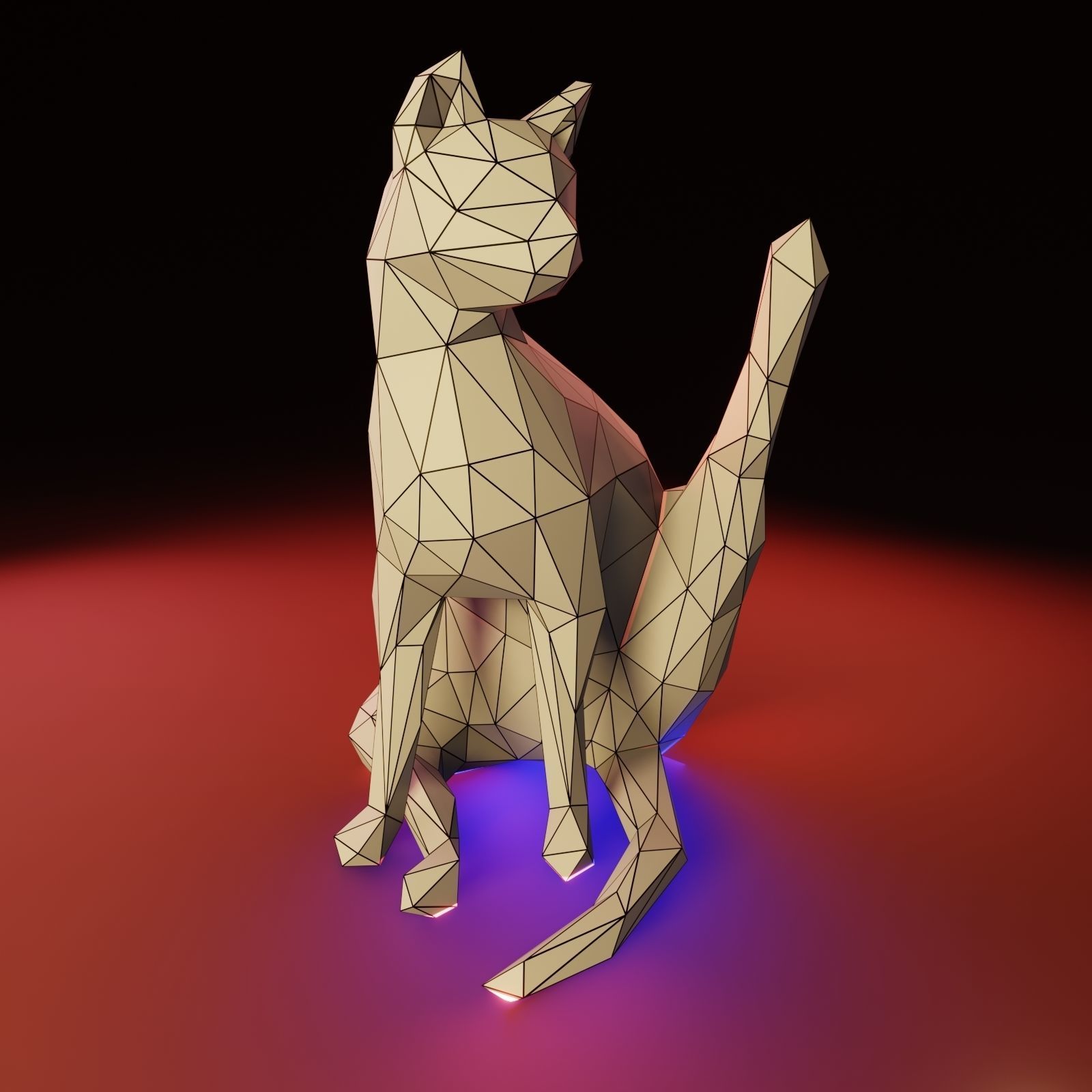 Yoga Cat Low Poly Low-poly 3D model_7