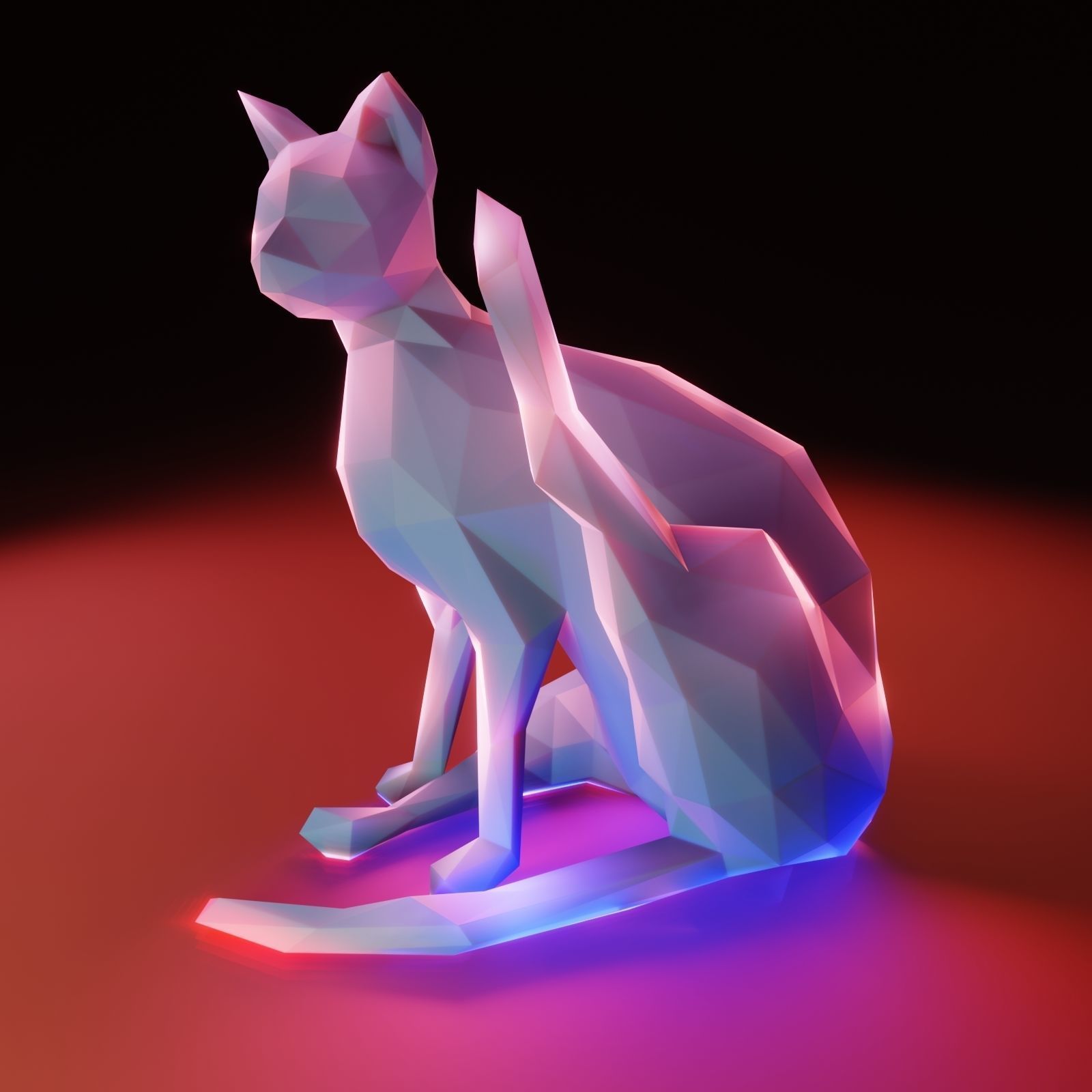 Yoga Cat Low Poly Low-poly 3D model_6