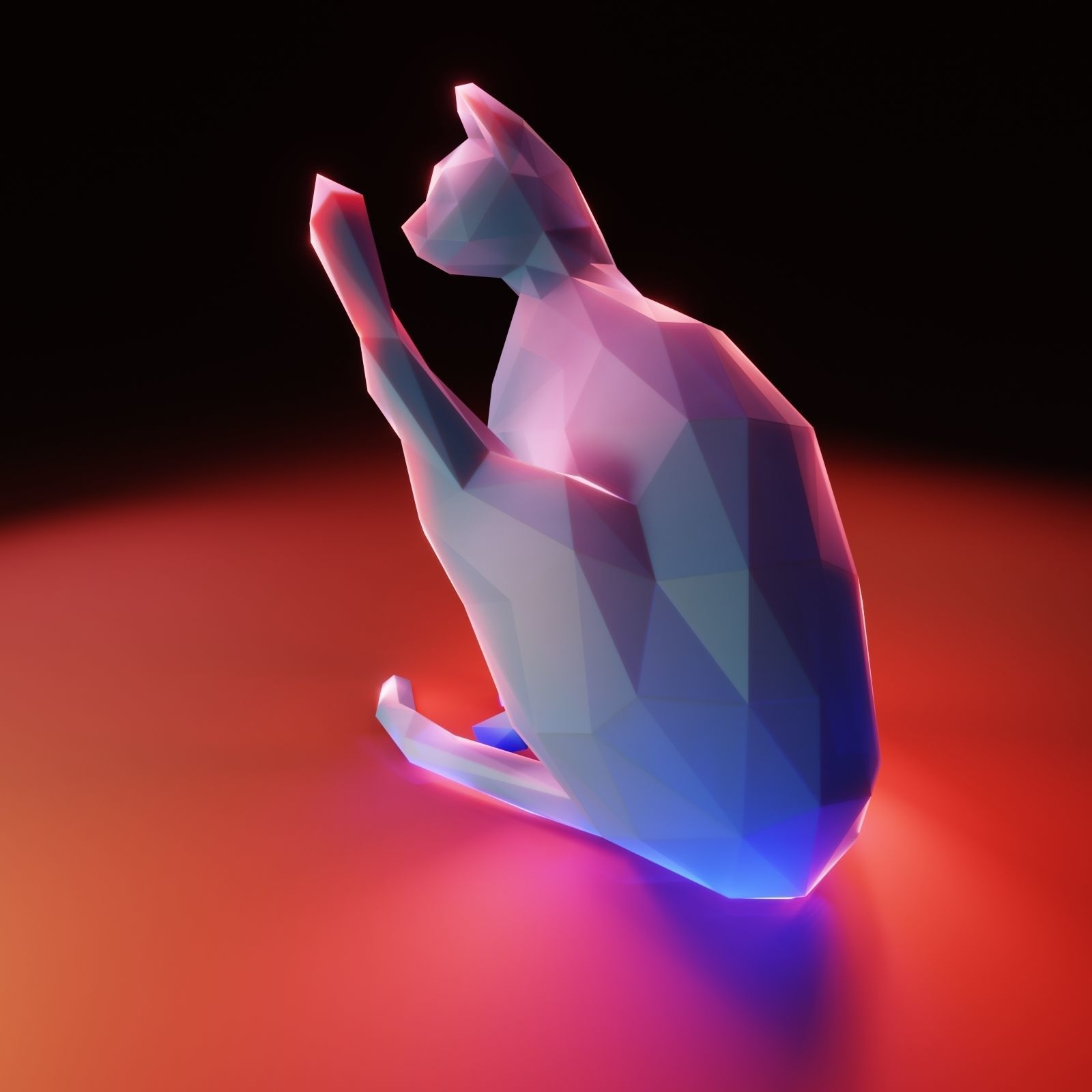 Yoga Cat Low Poly Low-poly 3D model_5