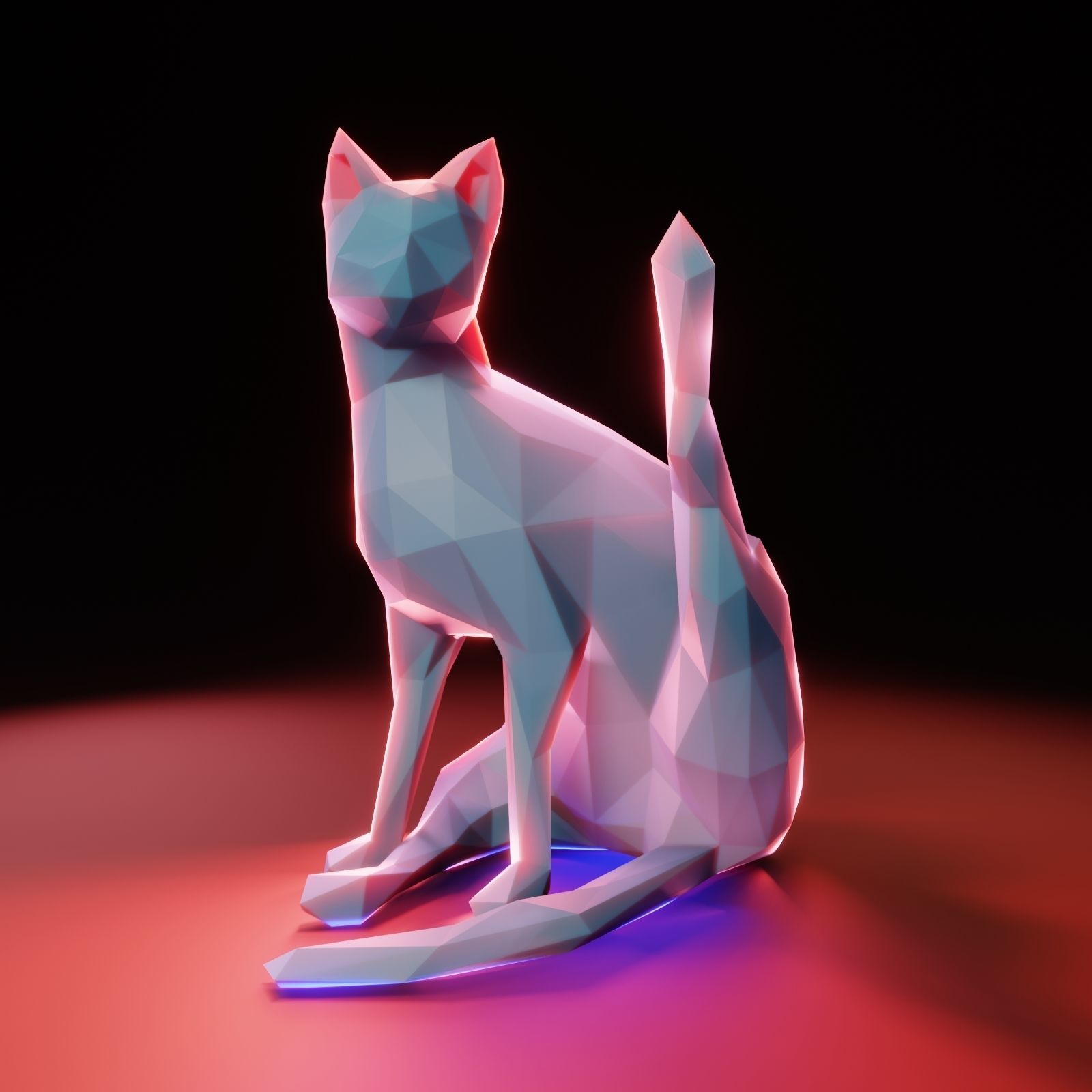 Yoga Cat Low Poly Low-poly 3D model_0