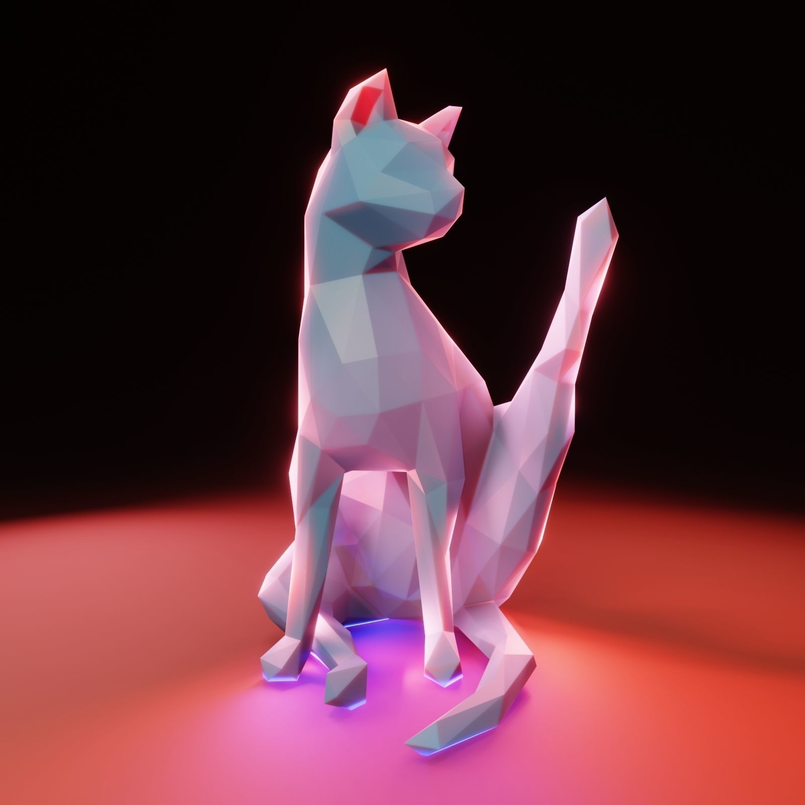 Yoga Cat Low Poly Low-poly 3D model_1