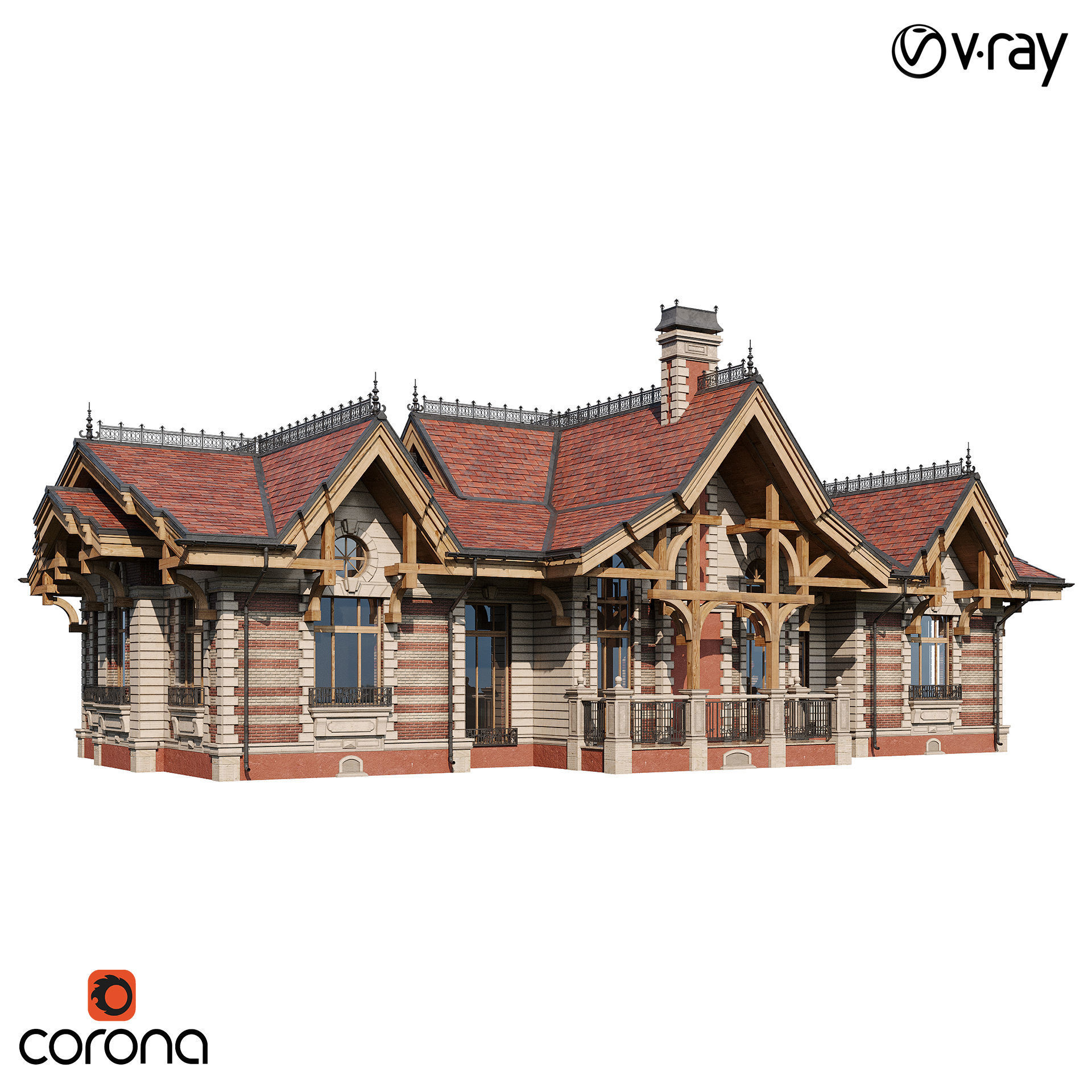 Classic modern house 2 3D model_1