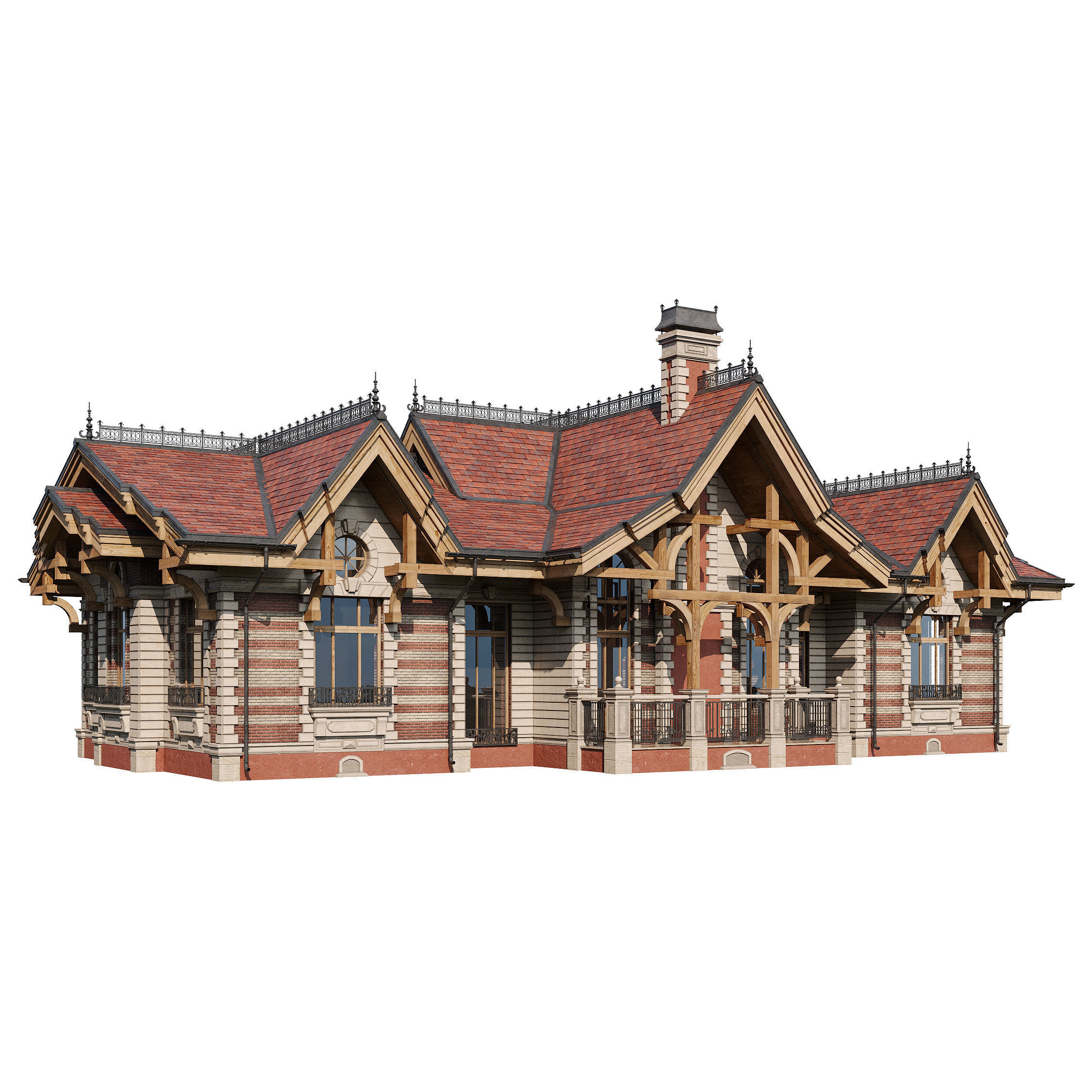 Classic modern house 2 3D model_3